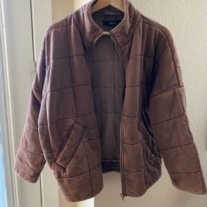 Forever 21 Brown wash quilted jacket (Free People dupe) size XS